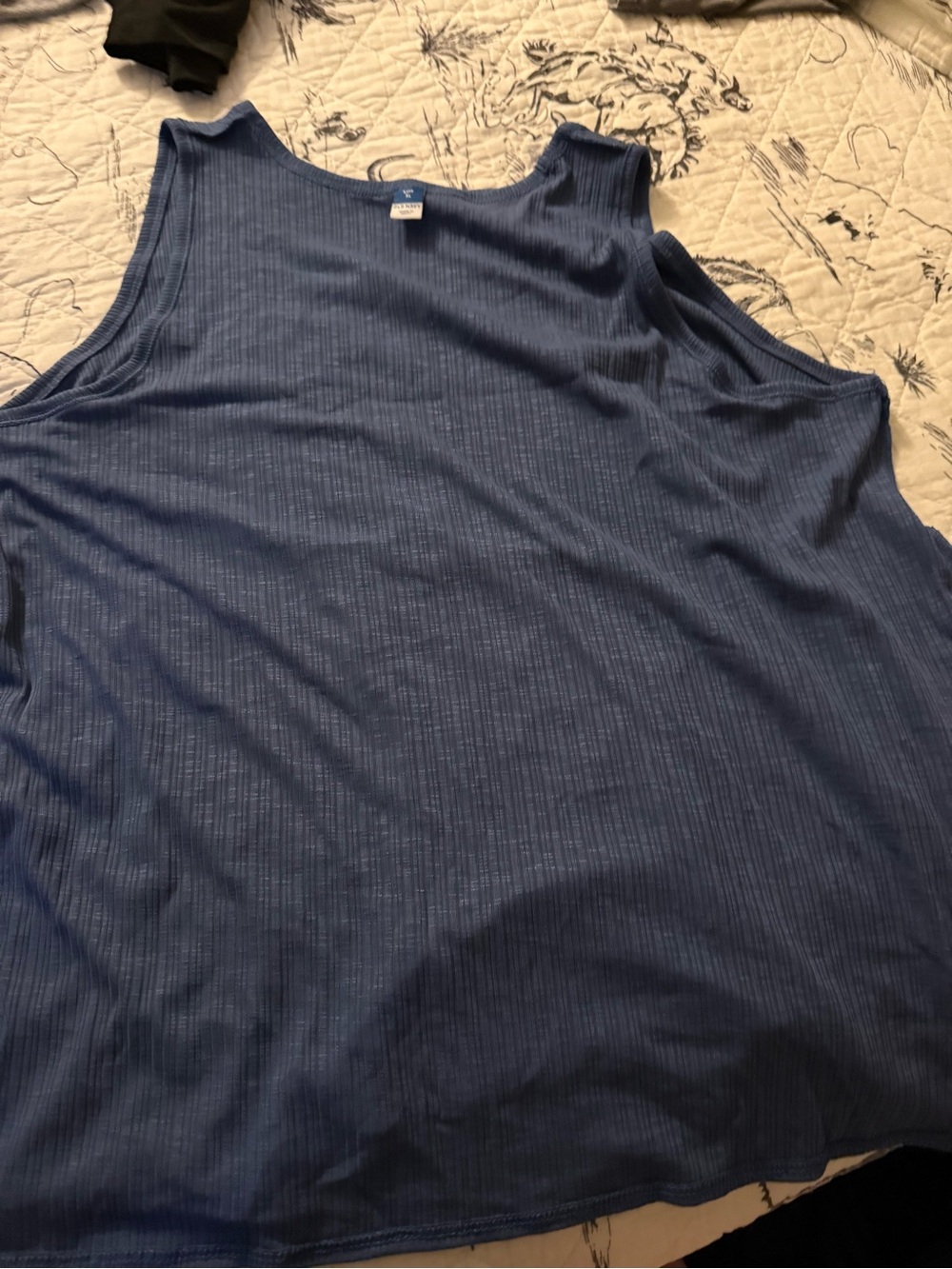 Blue Ribbed Tank Top